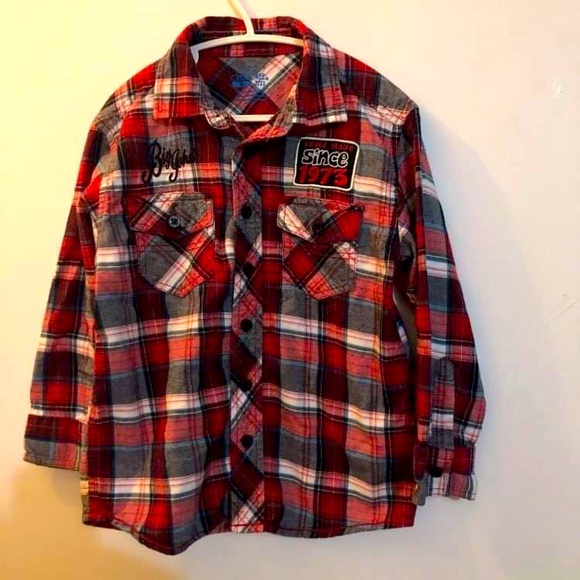 Checkered boys plaid button down shirt size 5 - Picture 1 of 4